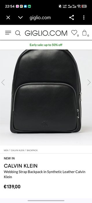 Rucsac Calvin klein original  nou
Webbing Strap Backpack in Synthetic Leather Calvin Klein