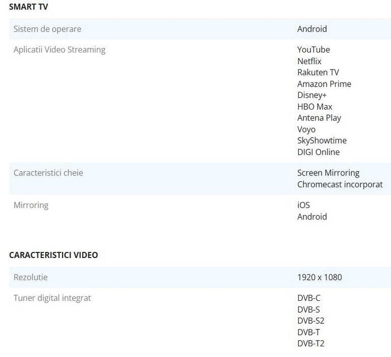 TV SHARP LED 43FH2EA, 108 cm, Smart Android + suport Vogel's WALL 3250