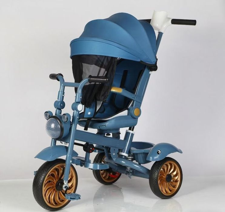 Трёхколёсный велосипед-каталка Lottibaby с козырьком — премиум колёса