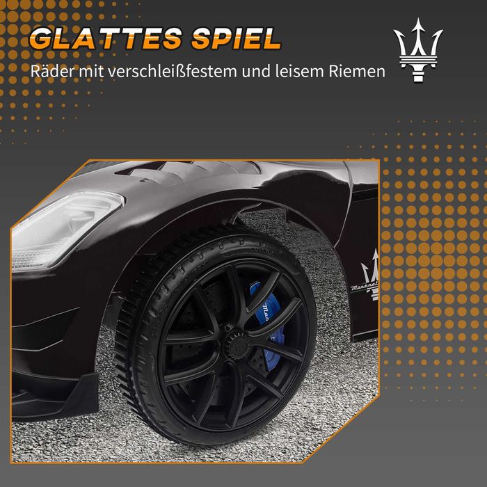 AIYAPLAY Количка за яздене, Maserati, място за съхранение, клаксон и музика, гуми Whisper, за 1,5 до 5 години, до 25 кг