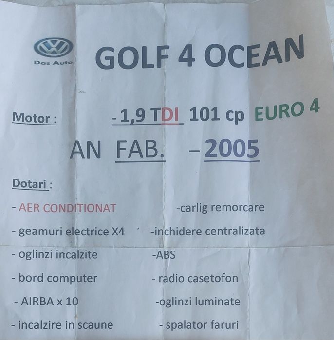 GOLF 4 2005 ,înmatriculat, toate actele la zi