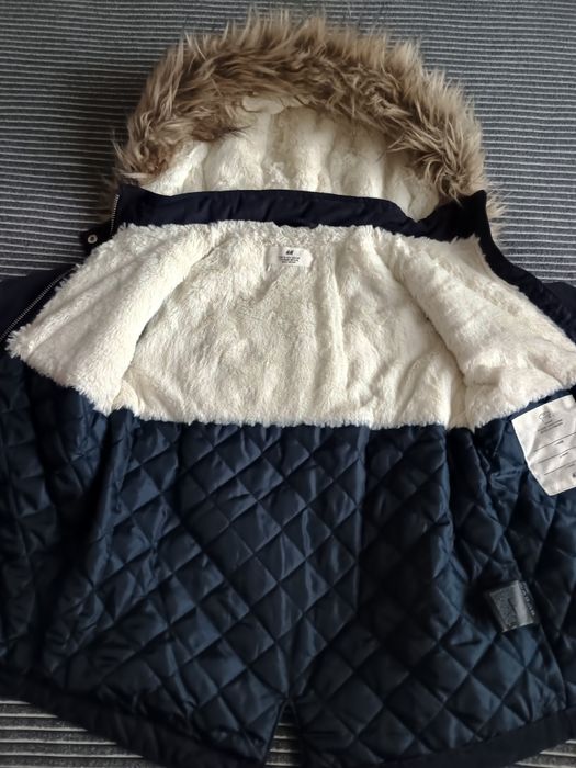 Geacă parka vătuită H&M, bleumarin, măr. 116