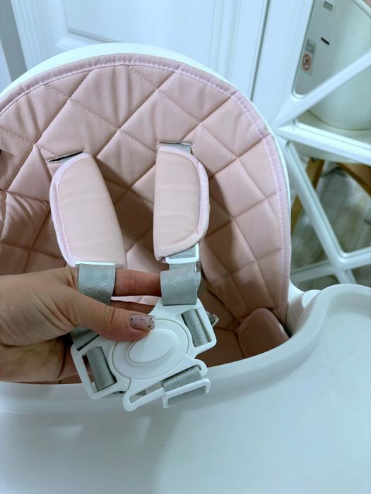 Scaun de masa 3 in 1 Juju Eat&Twist, rotativ 360 grade, Roz