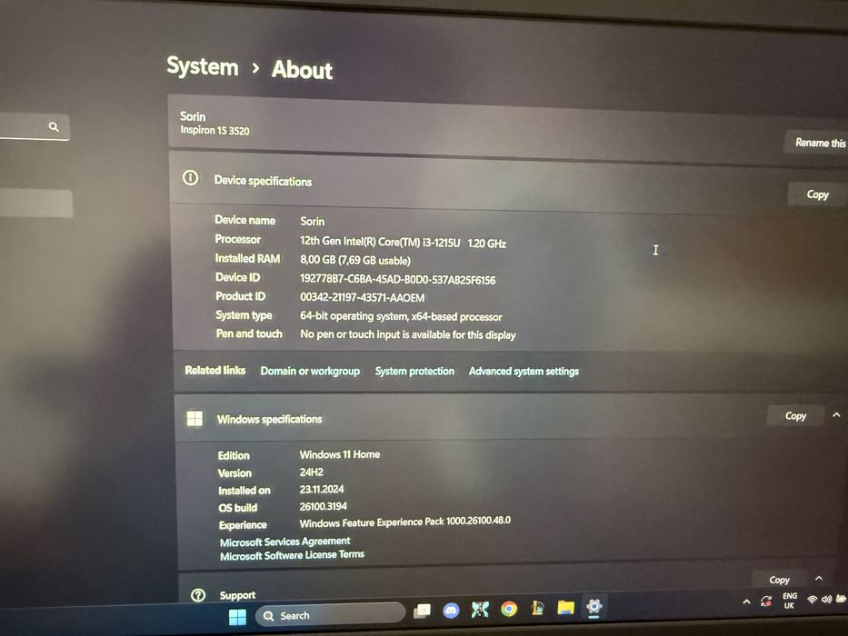 Laptop dell inspiron 15