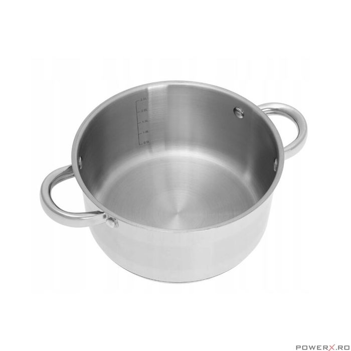 Oala din inox 4litri cu capac sticla, 20 cm,fund termic multistrat,