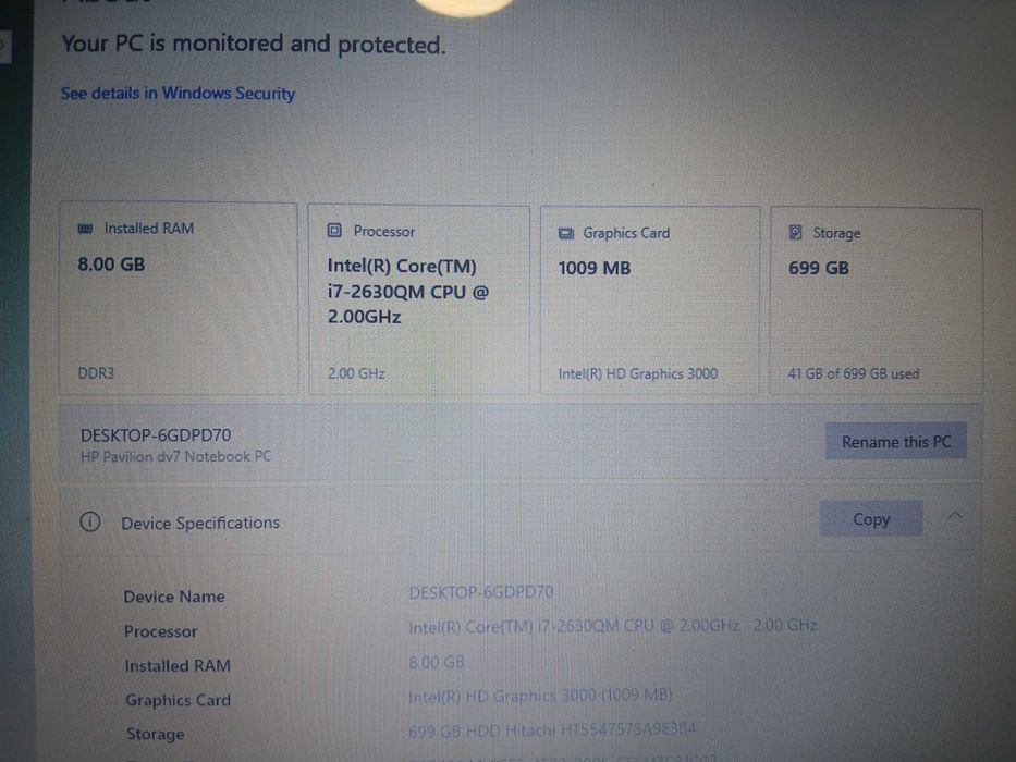 Laptop HP Pavilion DV7