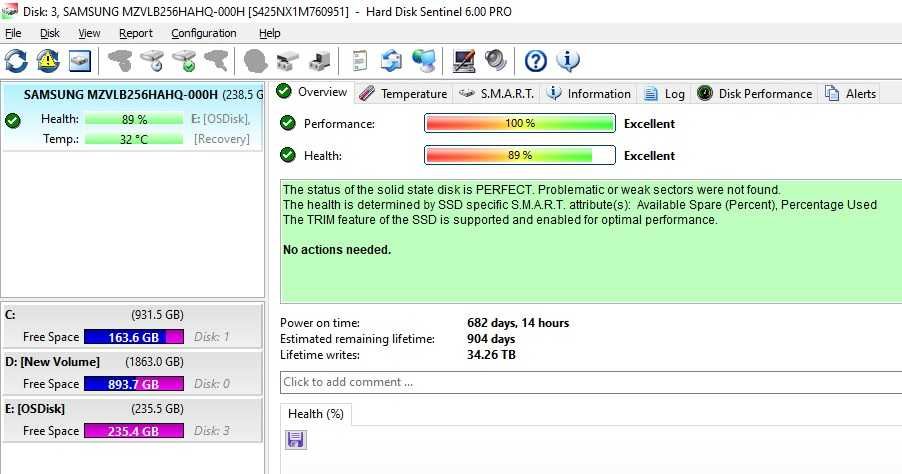 SSD Solid State Drive Samsung PM981 256GB NVMe M.2 PCIe TLC M.2 NVMe PCIe Gen3 x4