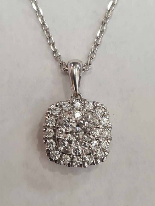 Lant si pandantiv din aur alb 18k, cu diamante naturale, PAU302