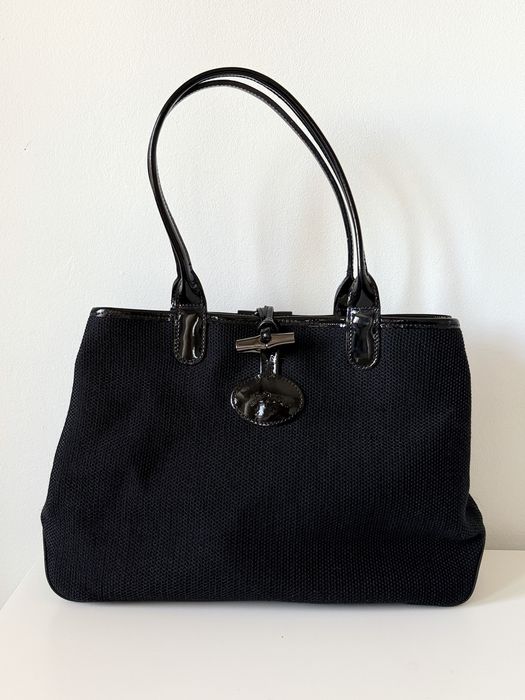 Geanta Longchamp Roseau Reversible 2 in 1 piele lacuita