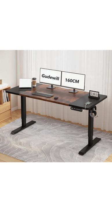 Birou reglabil electric pe inaltime 160cm latime nou la cutie MDF otel