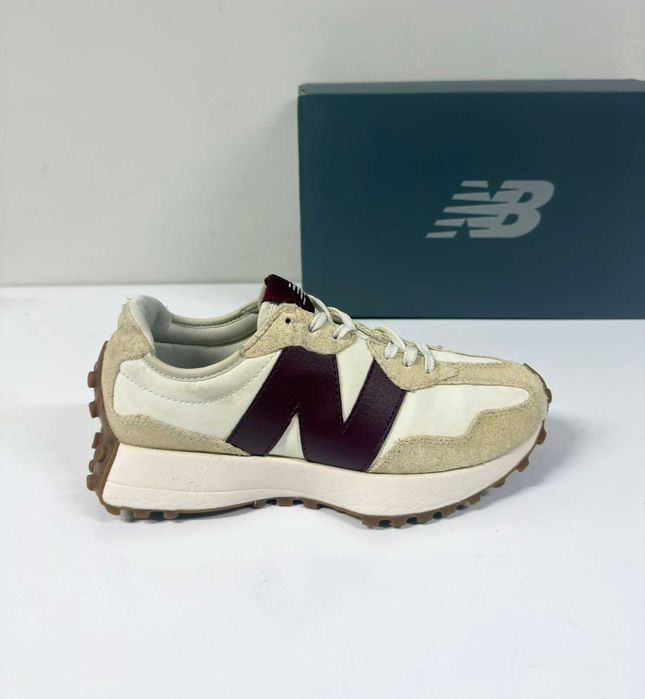 NEW BALANCE 327 White Cream Burgundy (Много Запазени) – Размер 38 (24 см стелка)