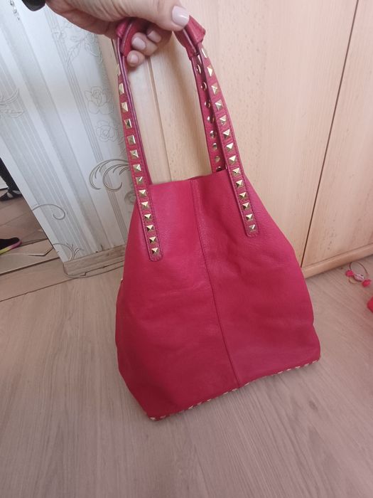 ЗАРА Чанта естествена кожа ZARA