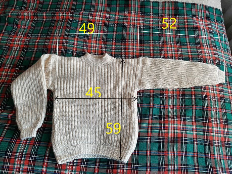 Ръчно плетен дамски пуловер, 100% ръчно предена вълна