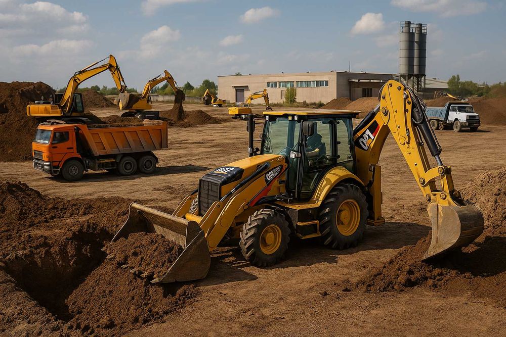 Копка траншеи, септика, фундамента | CAT 428F2 | Тараз