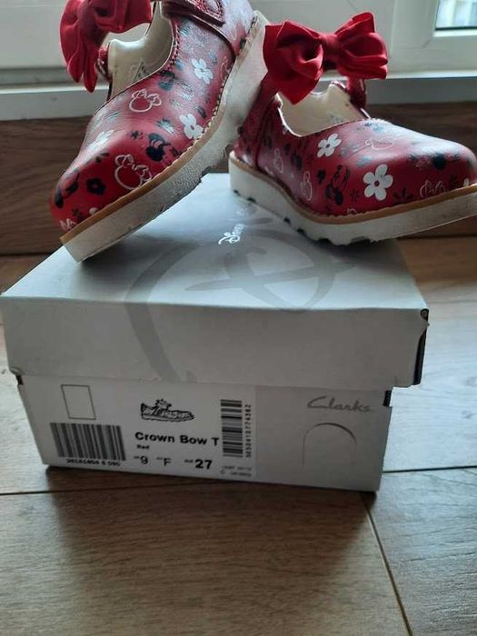 Clarks, Кожени обувки  с панделка, Червен / Черен / Бял, 27 EU