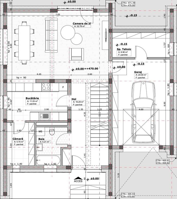 Casa moderna semifinisata, 183m2(+17m2 balcoane) si teren 786m2.