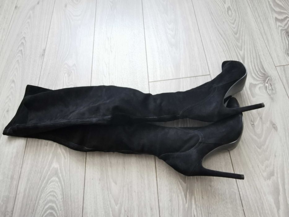 Cizme Poema peste genunchi din piele naturala strech