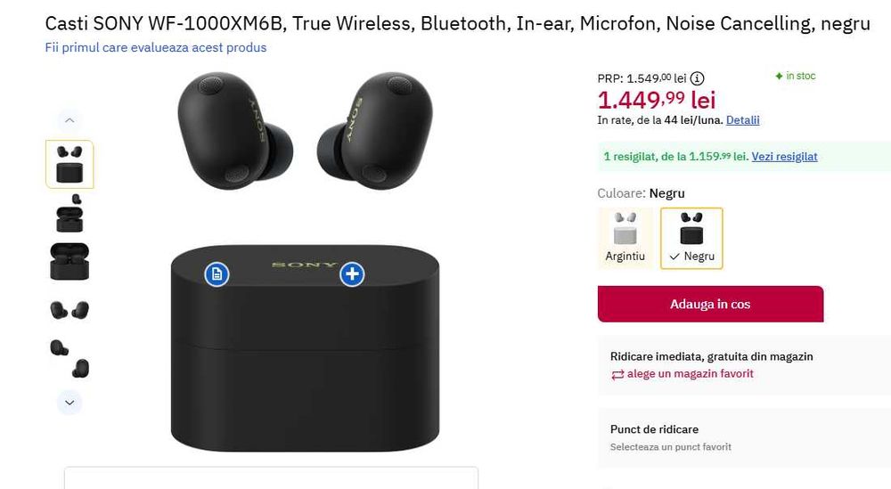 Căști Sony WF-1000XM6/BZ, garantie,  NOU/Sigilate!