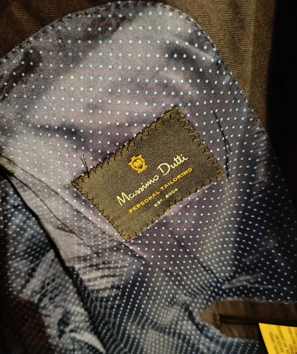 Sacou blazer 42 XL slim Massimo Dutti NOU lana Finest Italian navy