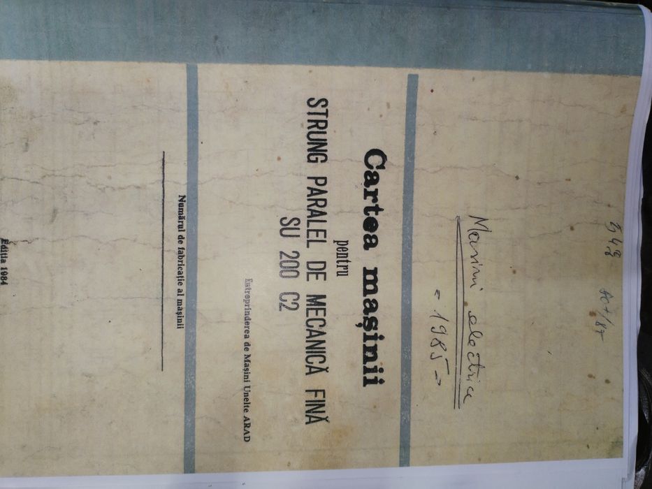 Carte strung,freză, mașină rectificare