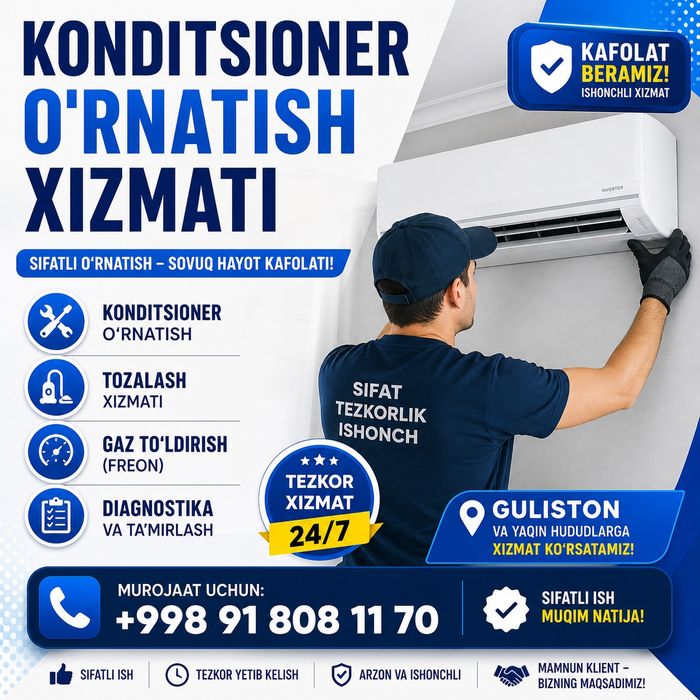 Konditsioner o'rnatish xizmati!