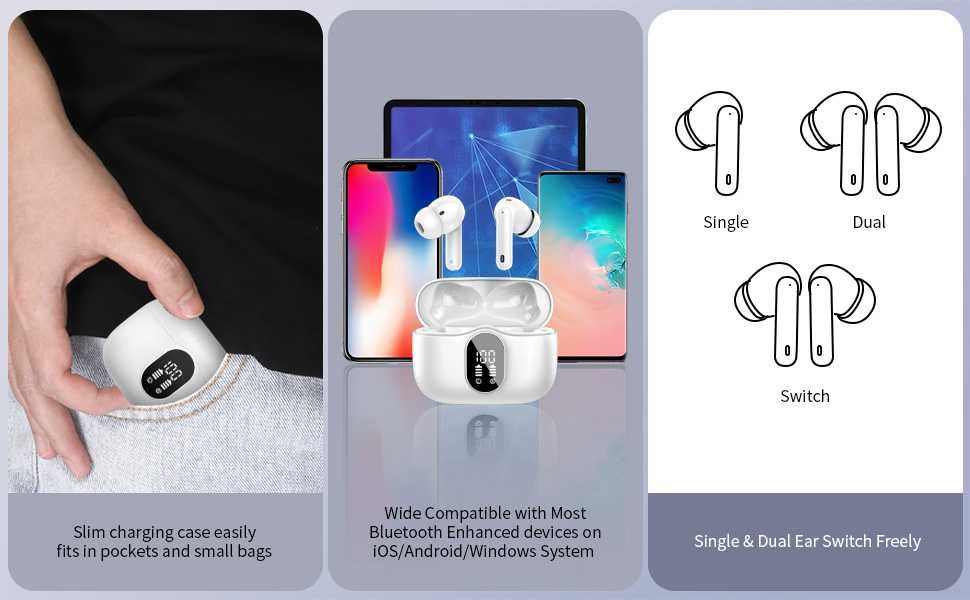 Casti Bluetooth A90 Pro Wireless In-Ear Alb Sigilat Nou in cutie