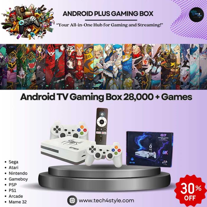 %Нов Gaming 4GB 128GBTV Box G7 Android 14 40,000 игри Игрова конзола