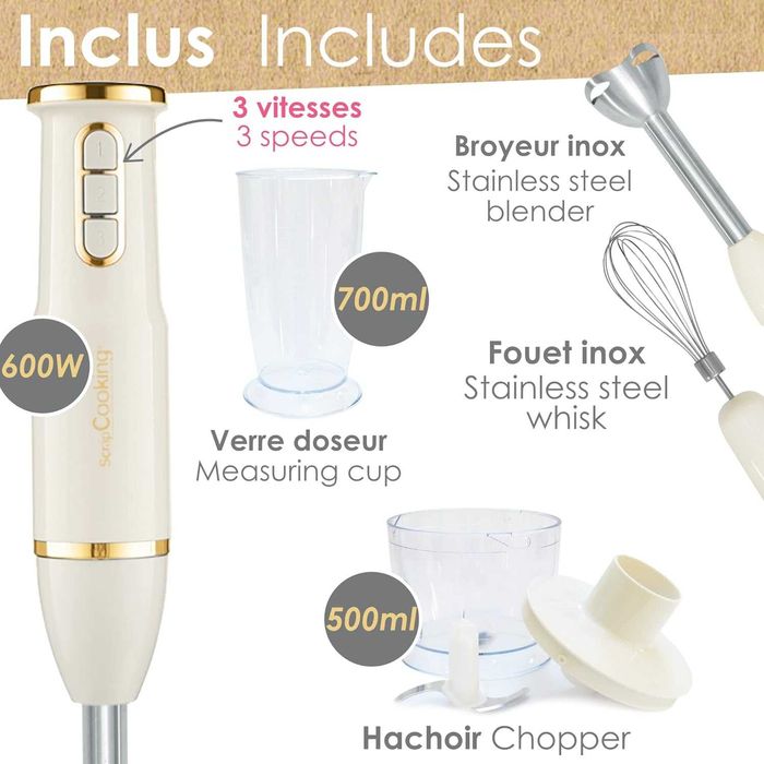 SCRAP COOKING блендер 3 в 1, блендер с бъркалка и електрически чопър