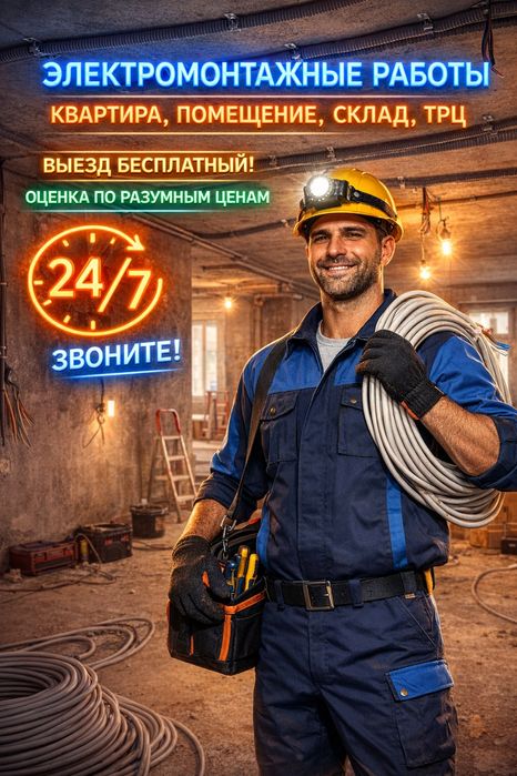 Электромонтажные работы, услуги электрики, Сантехника, Мастер на час