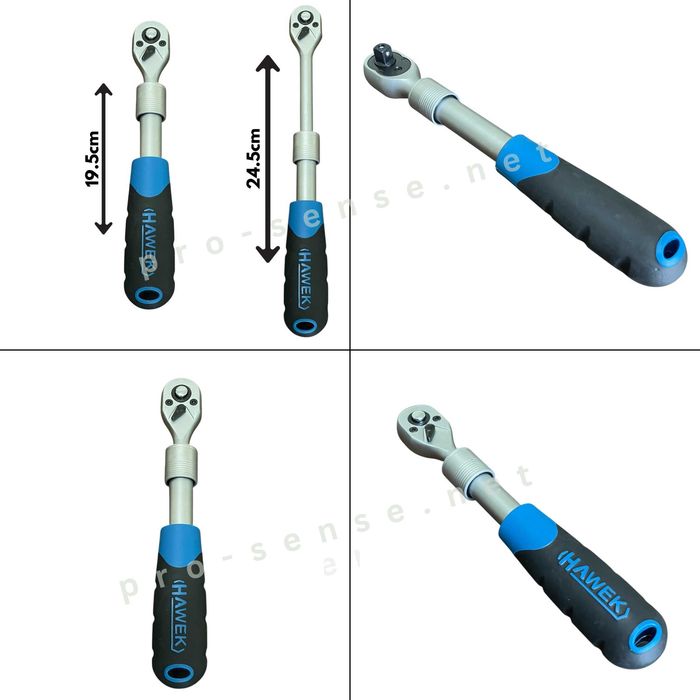 Удължаваща разтегателна телескопична тресчотка 1/4" 3/8" и 1/2″ HAWEK