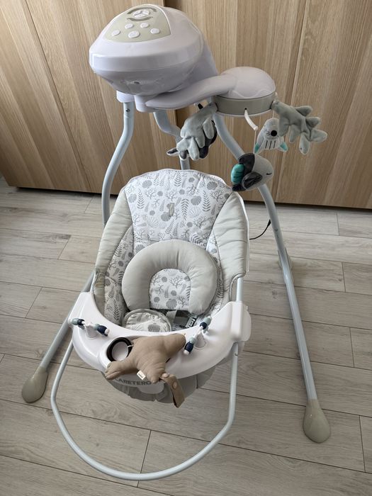 Balansoar, Leagan electric Caretero Raffi bebe, bebelusigri, rotire 90°, 5 viteze, set cu carusel si jucarii