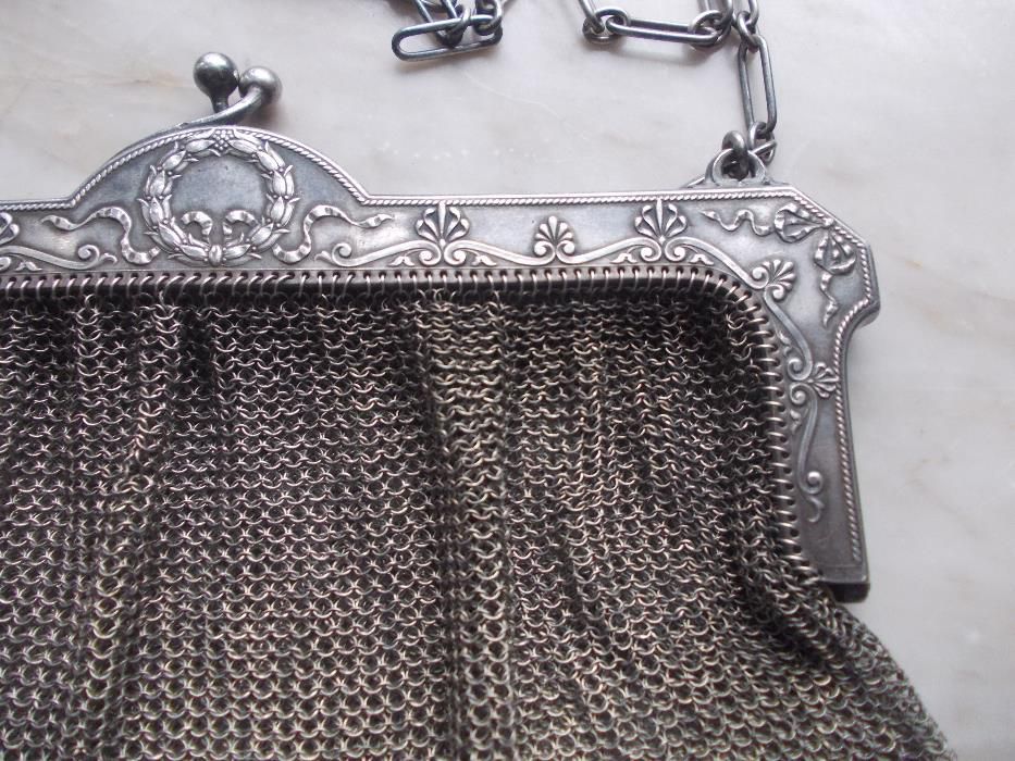 Стара дамска сребърна чанта