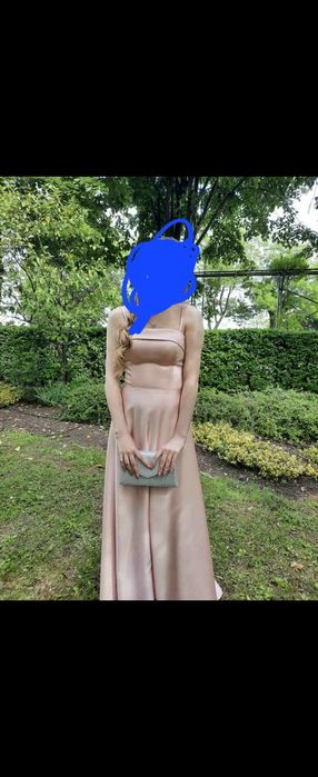 Розова сатенета официална рокля