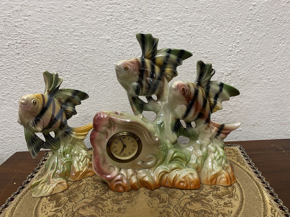 Немски порцеланов часовник - морски свят