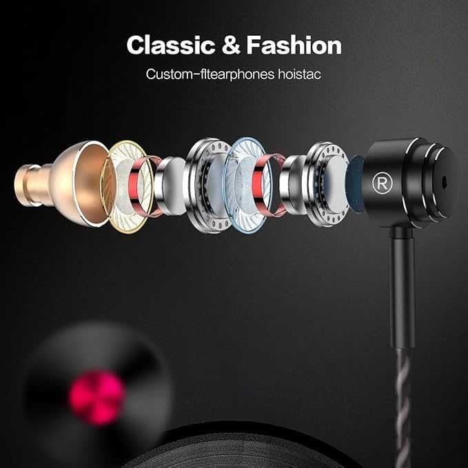 Кабелни слушалки HOISTAC с кабел, стерео слушалки с микрофон