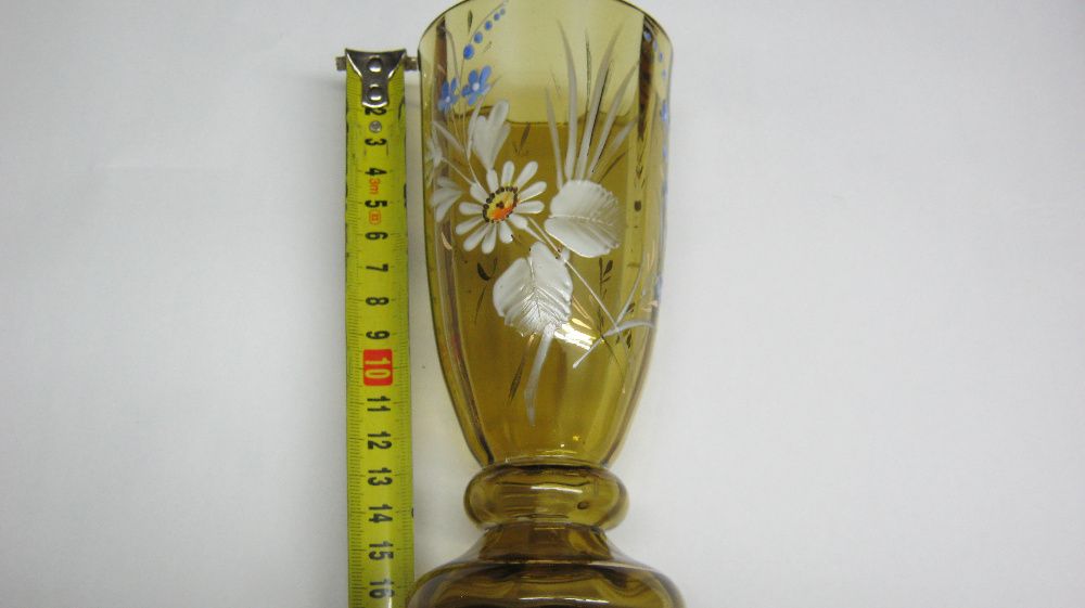 Pahar sticla,pictura manuala,1942.Cadou de botez.