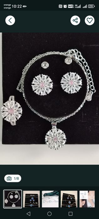 Set de bijuterii din argint S925, inel size 5,6,7,8,9 sau reglabil