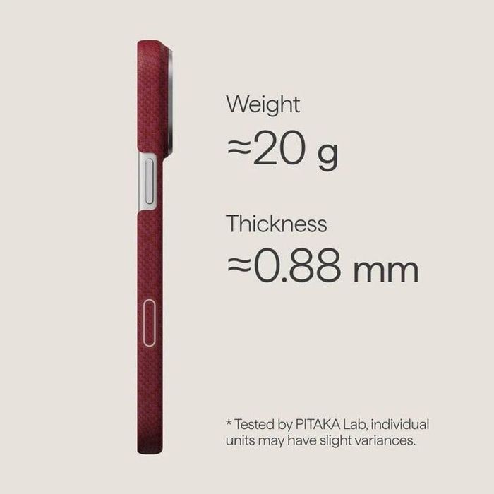 Карбонов Калъф с MagSafe Pitaka Edge Harvard Case за iPhone 17 Pro – Crimson