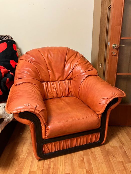 Canapea extensibila piele portocaliu