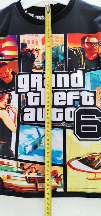 Tricou baieti negru GTA 6 Grand Theft Auto VI Mărime 110/116 5–6 ani