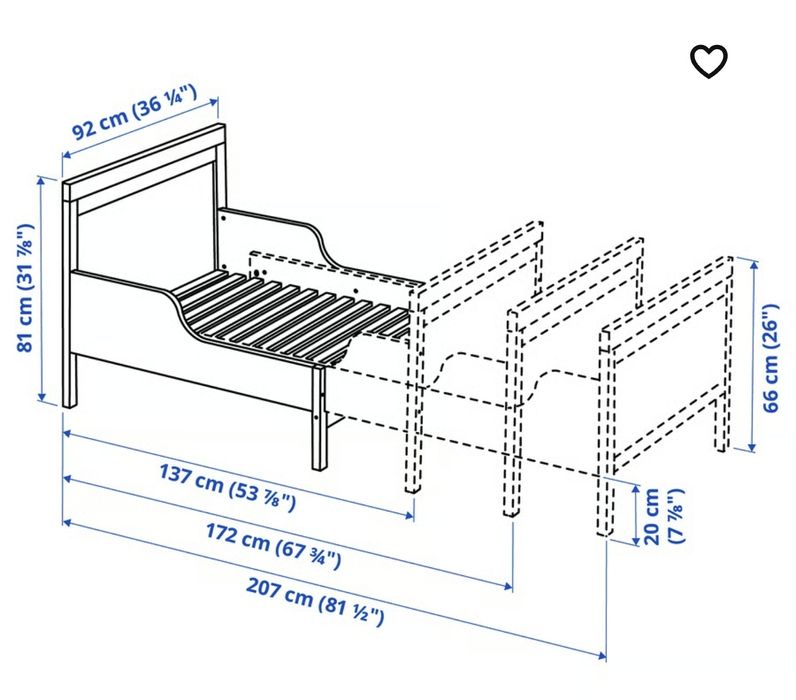 Pat extensibil copii + somiera + saltea 80 x 200