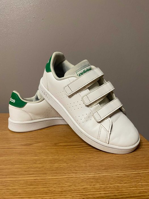 adidasi albi pentru copii, unisex cu scai (velcro), masura 33
