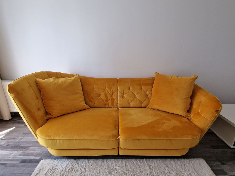Canapea stofa galbena  fixa RETRO Stanga Ador Mobila
