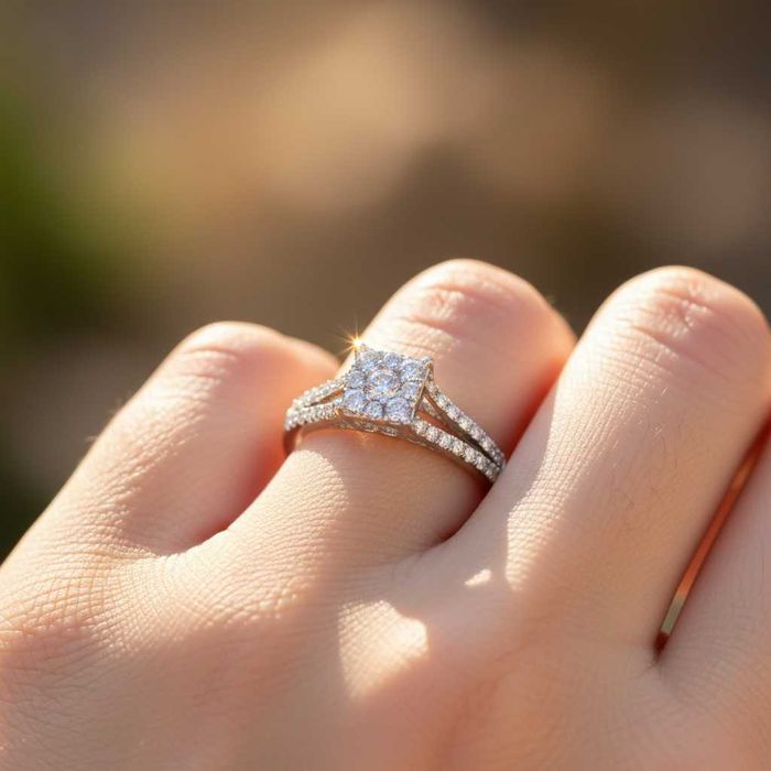 Нов Златен Пръстен с 0.72кт Естествени Брилянти