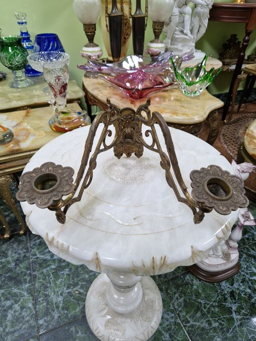 Рядък уникален антикварен френски бронзов свещник за пиано