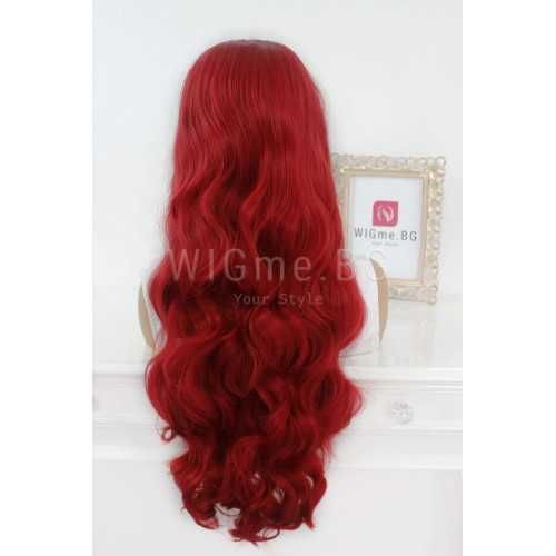 НОВА дълга червена на вълни перука ЛЕЙС ФРОНТ Летиша