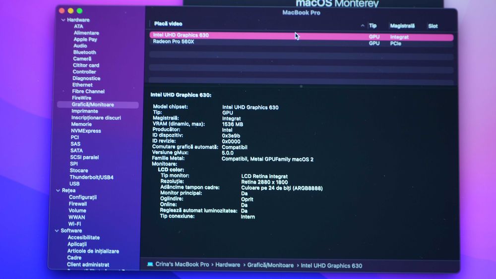 MacBook Pro 15” i7 6-core / 16GB / Radeon 560X – Laptop PRO pentru editare (rapid & stabil)