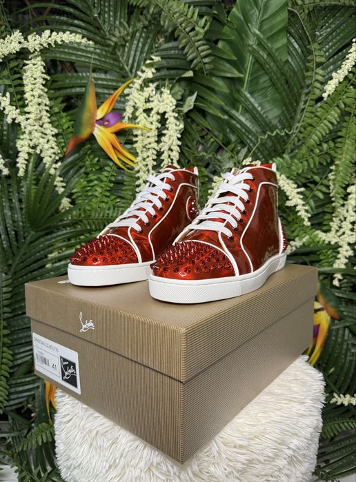 Christian Louboutin High Red Glossy Spikes