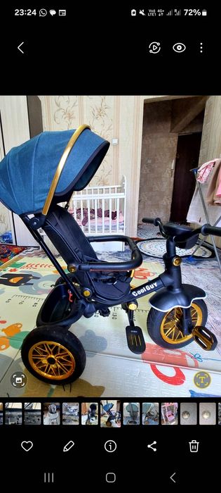 Велосипед детский трёхколёсный с ручкой