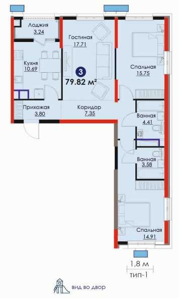 3 комнатная квартира Паркентский мост | ПВ 250 млн [GS]